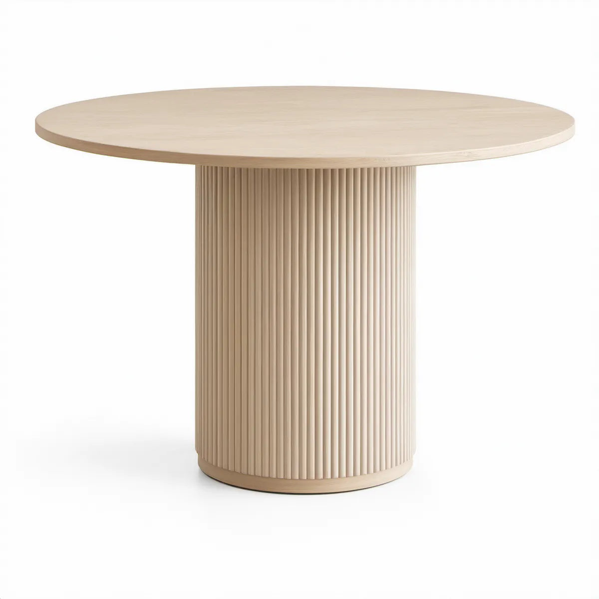 Kulatý jídelní stůl Ø 120 cm z MDF s dubovou dýhou, přírodní béžová