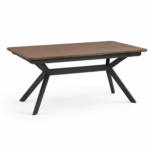 Rozkládací jídelní stůl 160–200 × 90 × 76 cm, dekor ořechu a černá ocel