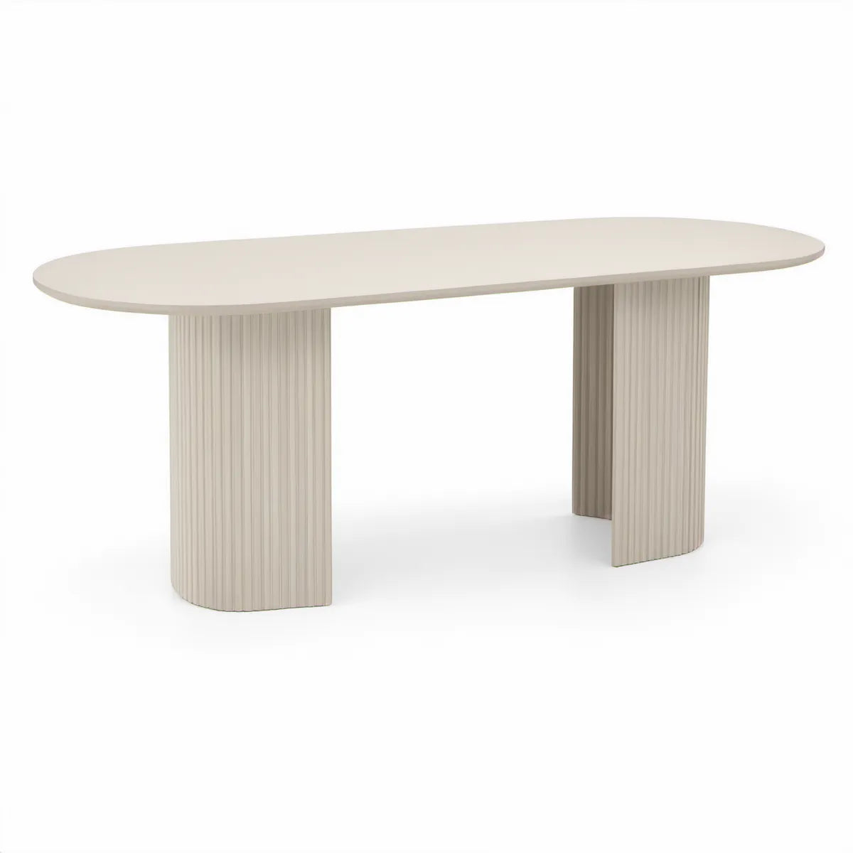 Oválný jídelní stůl z MDF, krémový, 180 × 90 × 75 cm